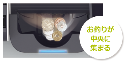 中央に集まる硬貨出金口